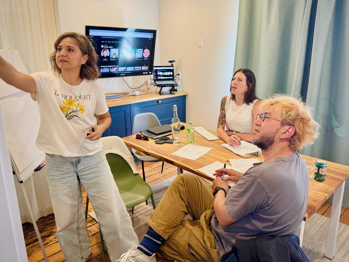 jo at work joanna and team working on a branding strategy in an office